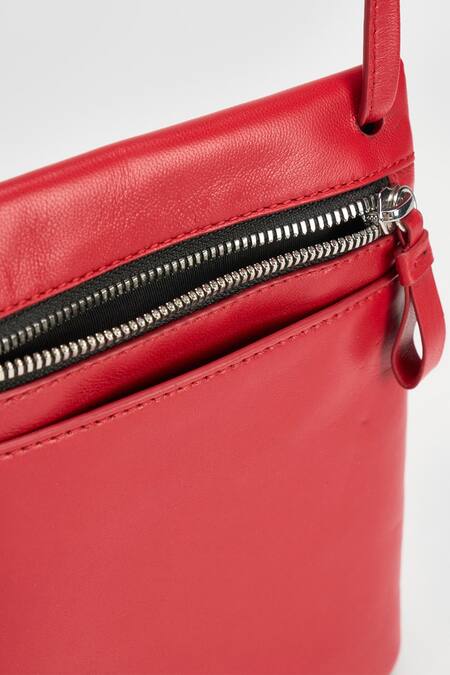 Perona Red Freya Bovine Leather Handbag at Aza Fashions Perona_Red Freya Bovine Leather Handbag _at_Aza_Fashions