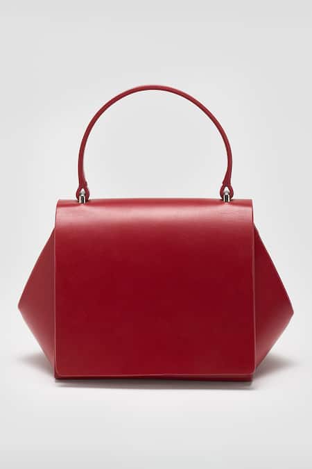 Shop Perona Red Lucia Bovine Leather Handbag at Aza Fashions Shop_Perona_Red Lucia Bovine Leather Handbag _at_Aza_Fashions