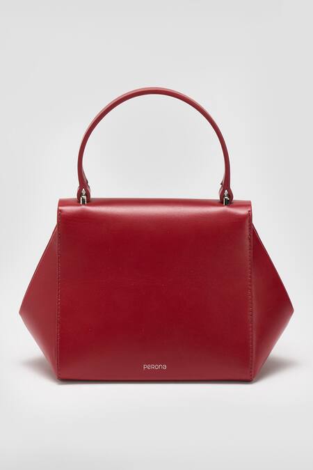 Perona Red Lucia Bovine Leather Handbag Online at Aza Fashions Perona_Red Lucia Bovine Leather Handbag _Online_at_Aza_Fashions