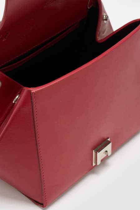 Perona Red Lucia Bovine Leather Handbag at Aza Fashions Perona_Red Lucia Bovine Leather Handbag _at_Aza_Fashions