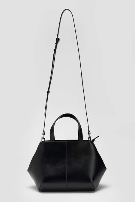 Shop Perona Black Lucia Bovine Leather Handbag at Aza Fashions Shop_Perona_Black Lucia Bovine Leather Handbag _at_Aza_Fashions