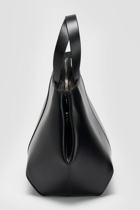 Shop Perona Black Lucia Bovine Leather Handbag Online at Aza Fashions Shop_Perona_Black Lucia Bovine Leather Handbag _Online_at_Aza_Fashions