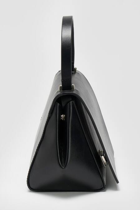 Perona Black Lucia Bovine Leather Handbag at Aza Fashions Perona_Black Lucia Bovine Leather Handbag _at_Aza_Fashions