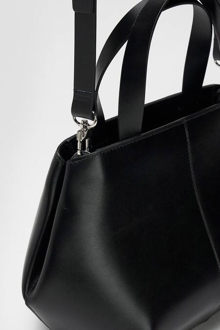 Shop Perona Black Lucia Bovine Leather Handbag Shop_Perona_Black Lucia Bovine Leather Handbag