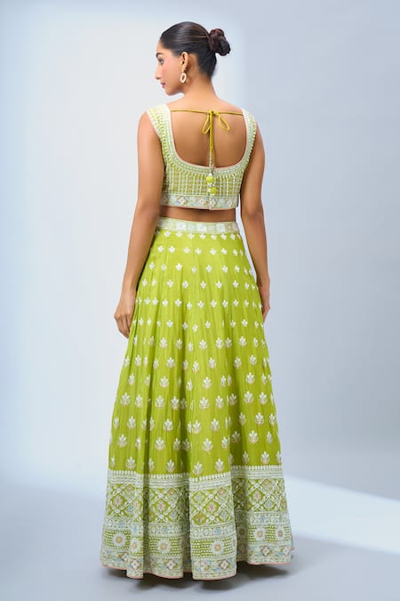 Samyukta Singhania Green Embroidered Classic Lehenga Set 