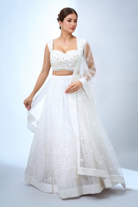 Samyukta Singhania Embroidered White Lehenga Set 