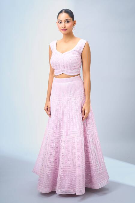 Samyukta Singhania Pink Net Embroidery Classic Lehenga Set Online at Aza Fashions Samyukta Singhania_Pink Net Embroidery Classic Lehenga Set _Online_at_Aza_Fashions