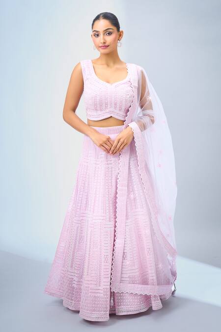 Shop Samyukta Singhania Pink Net Embroidery Classic Lehenga Set Online at Aza Fashions Shop_Samyukta Singhania_Pink Net Embroidery Classic Lehenga Set _Online_at_Aza_Fashions