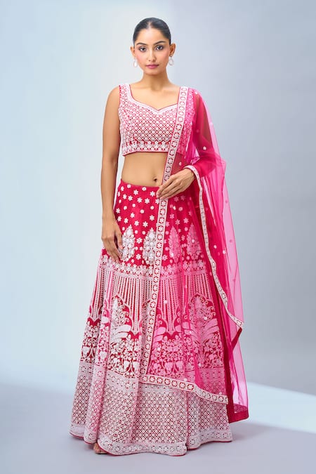 Buy Samyukta Singhania Fuchsia Georgette, Net Tassels, Embroidery Classic Lehenga Set Online at Aza Fashions Buy_Samyukta Singhania_Fuchsia Georgette, Net Tassels, Embroidery Classic Lehenga Set _Online_at_Aza_Fashions