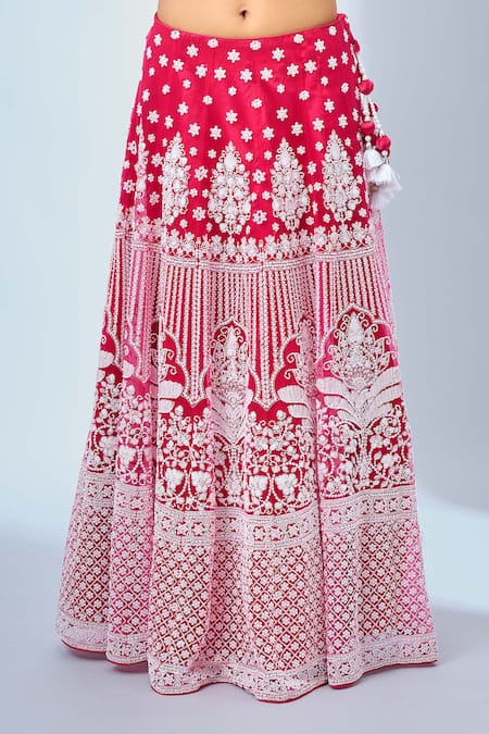 Shop Samyukta Singhania Fuchsia Georgette, Net Tassels, Embroidery Classic Lehenga Set Online at Aza Fashions Shop_Samyukta Singhania_Fuchsia Georgette, Net Tassels, Embroidery Classic Lehenga Set _Online_at_Aza_Fashions