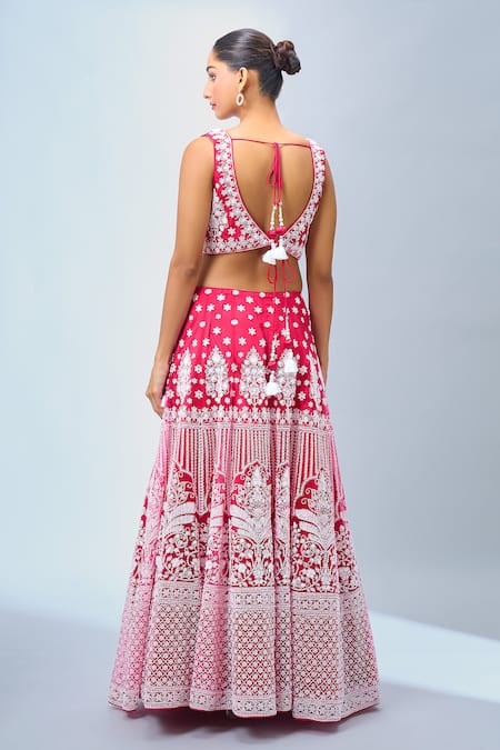 Samyukta Singhania Fuchsia Classic Embroidered Lehenga Set 