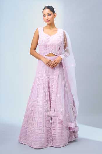 Samyukta Singhania Pink Net Embroidery Anarkali Set Online at Aza Fashions Samyukta Singhania_Pink Net Embroidery Anarkali Set _Online_at_Aza_Fashions