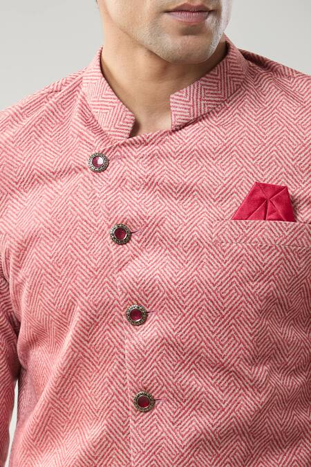 Arihant Rai Sinha Red Swad Velvet Semi Indo Sherwani Set Online at Aza Fashions Arihant Rai Sinha_Red Swad Velvet Semi Indo Sherwani Set _Online_at_Aza_Fashions