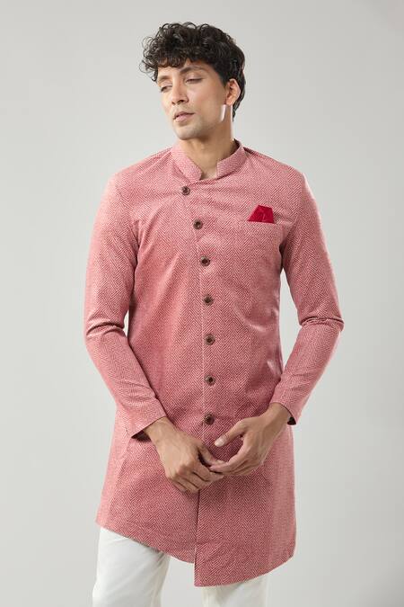 Shop Arihant Rai Sinha Red Swad Velvet Semi Indo Sherwani Set Online at Aza Fashions Shop_Arihant Rai Sinha_Red Swad Velvet Semi Indo Sherwani Set _Online_at_Aza_Fashions