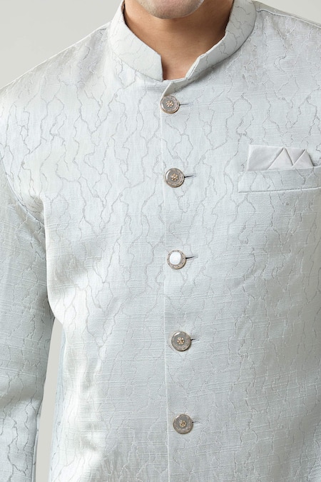 Buy_Arihant Rai Sinha_Gray Grey Woven Jacquard Sherwani Set _Online_at_Aza_Fashions