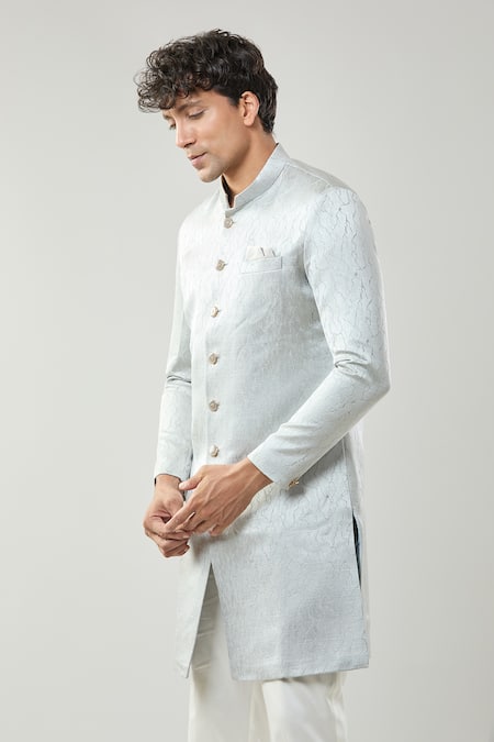 Buy_Arihant Rai Sinha_Gray Grey Woven Jacquard Sherwani Set 