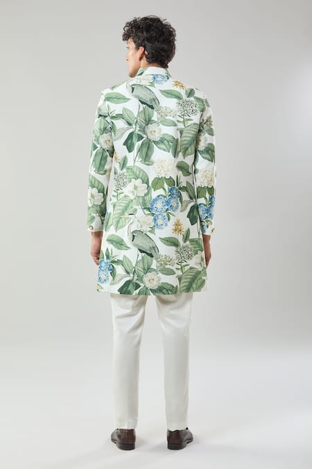 Arihant Rai Sinha Floral Print Semi Indo Sherwani Set 
