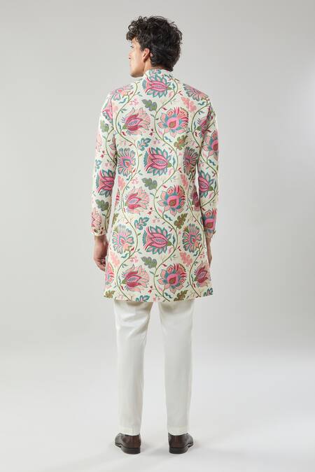 Arihant Rai Sinha Floral Printed Beige Sherwani Set 