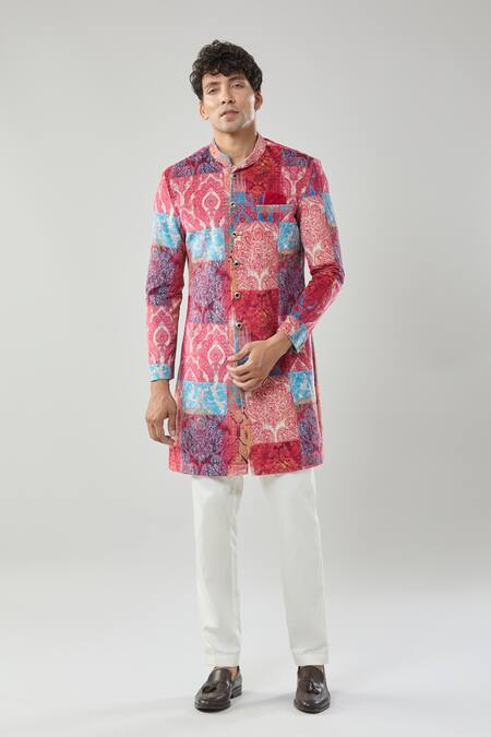 Shop_Arihant Rai Sinha_Multi Color Printed Sherwani And Pollo Pant 