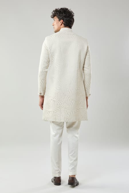 Arihant Rai Sinha Golden Woven Jacquard Sherwani & Pollo Pant 