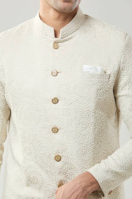 Buy_Arihant Rai Sinha_Gold Embroidery Woven Jacquard Sherwani Set 