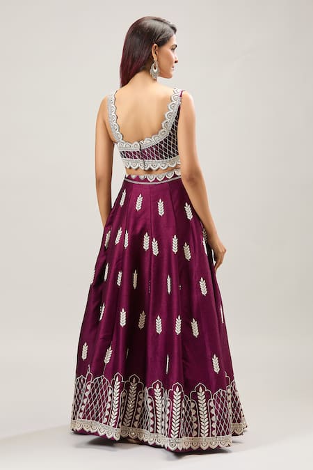 Samyukta Singhania Embroidered Magenta Fusion Lehenga Set 