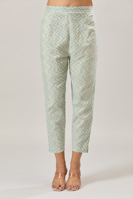 Buy_Naintara Bajaj_Green Cotton Embroidery Round Neck Printed Kurta Set 