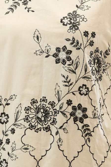 Buy Naintara Bajaj Off White Cotton Embroidery, Lace Round Neck Kurta Set Online at Aza Fashions Buy_Naintara Bajaj_Off White Cotton Embroidery, Lace Round Neck Kurta Set _Online_at_Aza_Fashions