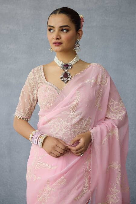 Torani Pink Georgette Embroidery Gulaban Pankhuri Saree at Aza Fashions Torani_Pink Georgette Embroidery Gulaban Pankhuri Saree _at_Aza_Fashions