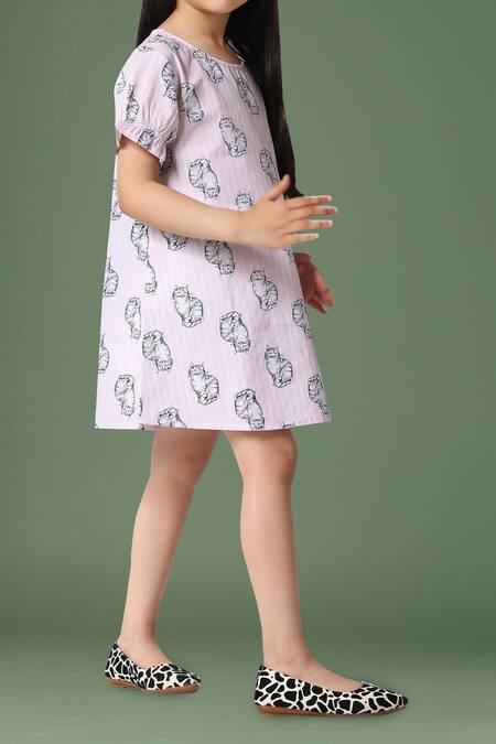 Buy_Petite Pomme_Pink Cotton Printed Dress _Online_at_Aza_Fashions