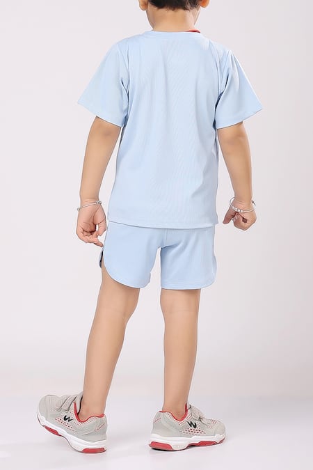 Petite Pomme Blue Ribbed Cotton T-shirt & Shorts Set 