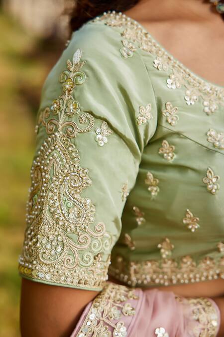 Samyukta Singhania_Multi Color Organza Sequins, Embroidery, Tassels Lehenga Set_Online_at_Aza_Fashions