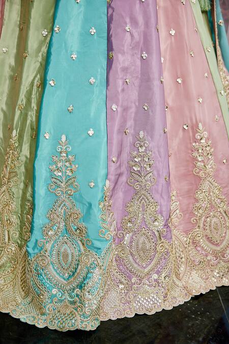 Buy_Samyukta Singhania_Multi Color Organza Sequins, Embroidery, Tassels Lehenga Set