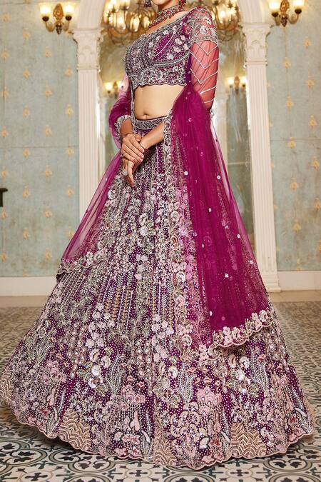 Samyukta Singhania_Multi Color Net Sequins, Embroidery Lehenga Set_Online_at_Aza_Fashions