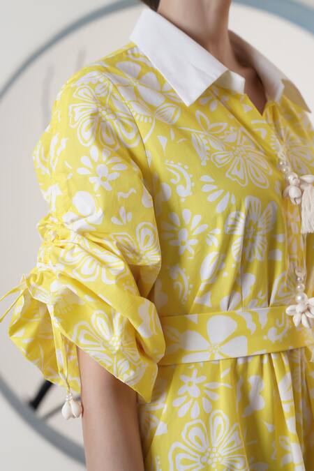 Buy Surabhi Arya Yellow Poplin Collared Midi Dress Online at Aza Fashions Buy_Surabhi Arya_Yellow Poplin Collared Midi Dress _Online_at_Aza_Fashions