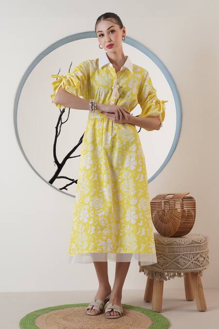 Surabhi Arya Yellow Poplin Collared Midi Dress at Aza Fashions Surabhi Arya_Yellow Poplin Collared Midi Dress _at_Aza_Fashions