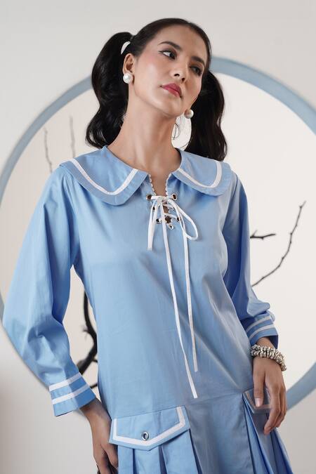 Shop Surabhi Arya Sky Blue Poplin Short Dress Online at Aza Fashions Shop_Surabhi Arya_Sky Blue Poplin Short Dress _Online_at_Aza_Fashions