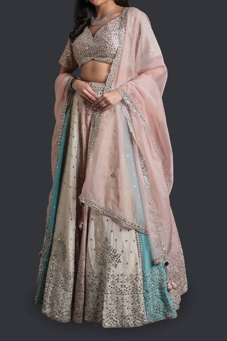 Samyukta Singhania Multi Color Silk, Tissue Sequins, Embroidery Classic Lehenga Set Online at Aza Fashions Samyukta Singhania_Multi Color Silk, Tissue Sequins, Embroidery Classic Lehenga Set_Online_at_Aza_Fashions