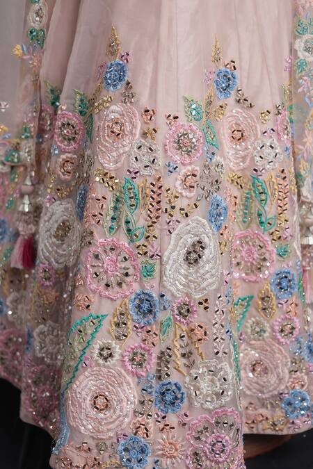 Buy Samyukta Singhania Peach Organza, Net Beads, Sequins, Embroidery Classic Lehenga Set Buy_Samyukta Singhania_Peach Organza, Net Beads, Sequins, Embroidery Classic Lehenga Set