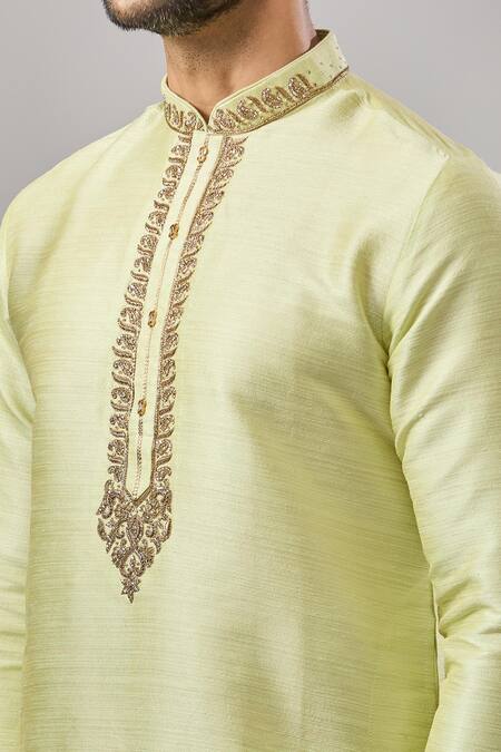 Shop Arihant Rai Sinha Green Embroidery Plain Kurta Set Online at Aza Fashions Shop_Arihant Rai Sinha_Green Embroidery Plain Kurta Set_Online_at_Aza_Fashions