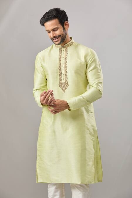 Arihant Rai Sinha Green Embroidery Plain Kurta Set at Aza Fashions Arihant Rai Sinha_Green Embroidery Plain Kurta Set_at_Aza_Fashions