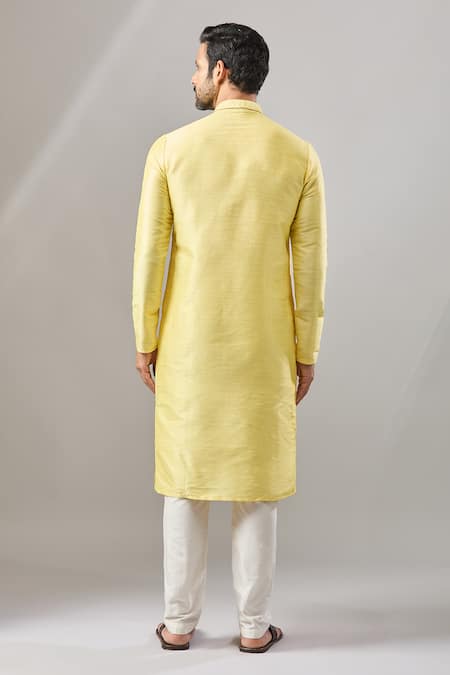 Arihant Rai Sinha Yellow Plain Banarasi Kurta Set 