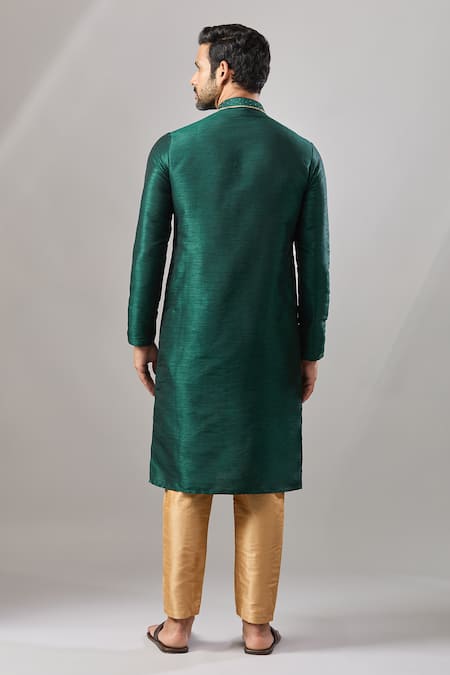 Arihant Rai Sinha Green Plain Banarasi Kurta Set 