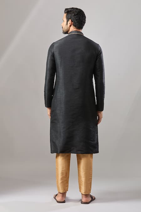 Arihant Rai Sinha Black Plain Banarasi Kurta Set 