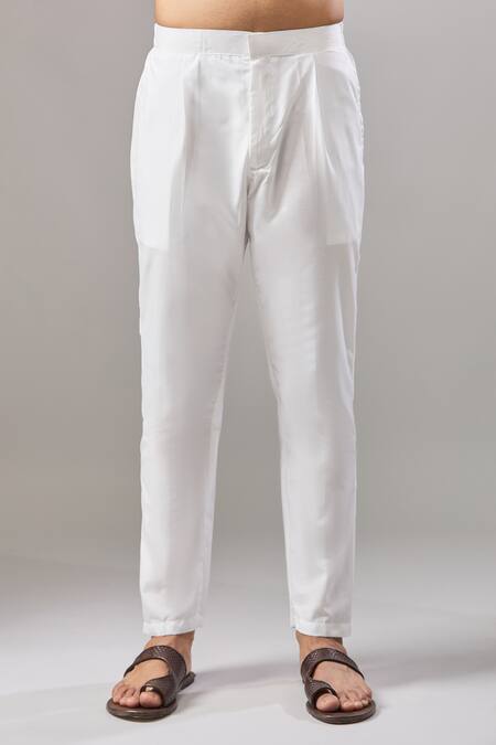 Arihant Rai Sinha_Beige Plain Banarasi Silk Kurta Set _Online_at_Aza_Fashions