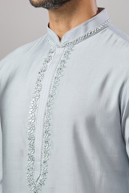 Arihant Rai Sinha_Sky Blue Embroidery Plain Kurta Set _at_Aza_Fashions