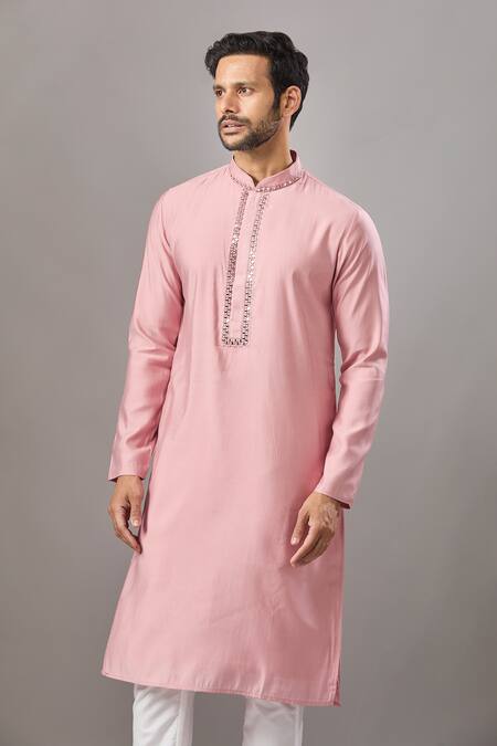 Arihant Rai Sinha Pink Embroidery Plain Banarasi Silk Kurta Set at Aza Fashions Arihant Rai Sinha_Pink Embroidery Plain Banarasi Silk Kurta Set _at_Aza_Fashions