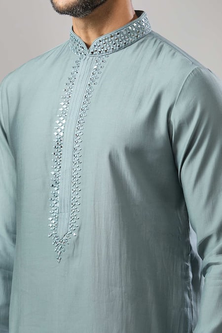 Arihant Rai Sinha Gray Embroidery Plain Kurta Set With Pant Online at Aza Fashions Arihant Rai Sinha_Gray Embroidery Plain Kurta Set With Pant _Online_at_Aza_Fashions