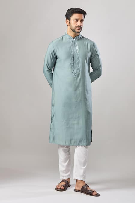 Buy Arihant Rai Sinha Gray Embroidery Plain Kurta Set With Pant Online at Aza Fashions Buy_Arihant Rai Sinha_Gray Embroidery Plain Kurta Set With Pant _Online_at_Aza_Fashions