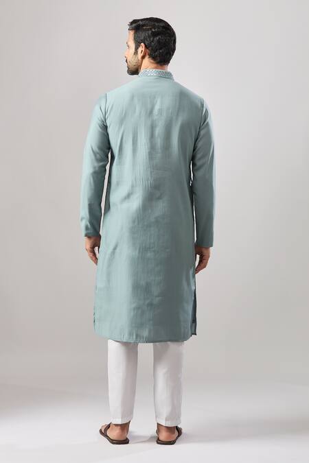 Shop Arihant Rai Sinha Gray Embroidery Plain Kurta Set With Pant at Aza Fashions Shop_Arihant Rai Sinha_Gray Embroidery Plain Kurta Set With Pant _at_Aza_Fashions